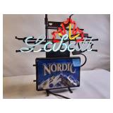 Vintage Labatt Blue beer neon sign featuring a maple leaf and a 'Nordic' graphic - works