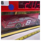 Budweiser Dale Earnhardt Jr. Racing Showcase Clock, which is a collectible light-up advertising display featuring a #8 car model.