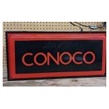 Vintage Conoco illuminated sign - WORKS - Approx. 25inches. Two-Sided design - Top hanging loops