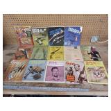 Collection of vintage firearms magazines and catalogs from the mid-20th century.
