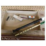 Harmonicas, flutes and a Vingobow musical instrument bow