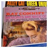 A  large collection of vintage vinyl records from artists like Johnny Mathis, Billy Vaughn, Ray Conniff, and Dean Martin