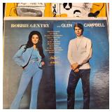 Collection of Vintage vinyl record albums, including the 1968 self-titled duet album by Bobbie Gentry and Glen Campbell