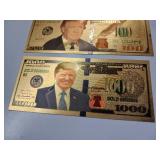 Commemorative Donald Trump - 24K gold foil - $100 & $1000 Novelty - Collectible 'Trump Bucks' or 'Gold Trump Notes.'