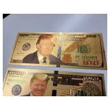 Commemorative Donald Trump - 24K gold foil - $100 & $1000 Novelty - Collectible 'Trump Bucks' or 'Gold Trump Notes.'