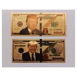 Commemorative Donald Trump - 24K gold foil - $100 & $1000 Novelty - Collectible 'Trump Bucks' or 'Gold Trump Notes.'