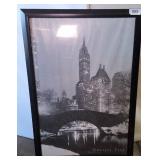 Framed art print of the Gapstow Bridge in Central Park, New York City, titled 'Central Park 1961'