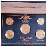 1999 24kt Gold Plated US Mint Proof - 5 Coin Set In Display Box