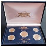1999 24kt Gold Plated US Mint Proof - 5 Coin Set In Display Box