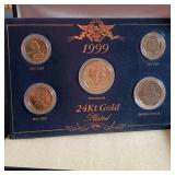 1999 24kt Gold Plated US Mint Proof - 5 Coin Set In Display Box