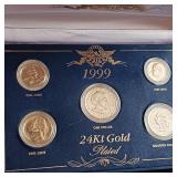 1999 24kt Gold Plated US Mint Proof - 5 Coin Set In Display Box