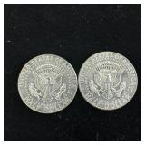 1964 Kennedy Half Dollars 2 coins - Flat Rate Coin Shipping - Tax Exempt