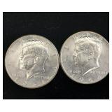 1964 Kennedy Half Dollars 2 coins - Flat Rate Coin Shipping - Tax Exempt