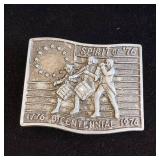 Vintage 'Spirit of '76' Bicentennial belt buckle from 1976 - pewter-toned - 3 1/8inch wide