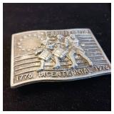Vintage 'Spirit of '76' Bicentennial belt buckle from 1976 - pewter-toned - 3 1/8inch wide