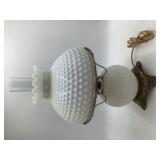 Vintage Hobnail Milk glass Hurrican Lamp