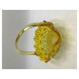 Vintage Yellow Pressed Glass Basket