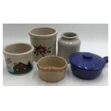 Vintage Ceramic Crock & Kitchenware Lot (5‑Piece)