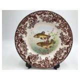 Spode Woodland Stream 'Tench' Dinner Plate – Brown Transferware Fish & Floral Design