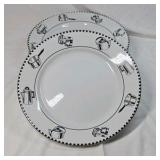 Vintage Oneida Crown Rego Porcelain Dinner Plates – Black & White Kitchenware Border
