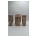Vintage Burlap Wrapped Pitcher & Tumbler Set