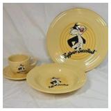 Vintage 1994 Fiesta Looney Tunes Sylvester 'Sufferin' Succotash' Yellow Set