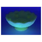 Vintage Vaseline/Uranium Glass Footed Centerpiece Bowl