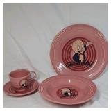 Vintage 1994 Fiesta Looney Tunes Porky Pig Rose Pink Set - That's All Folks!