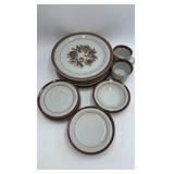 Vintage Monterey Stoneware 'Brown' Floral Pattern Set by M.I. Japan