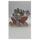Fitz and Floyd Essentials Snowman Sleigh Figural Centerpiece