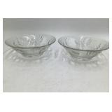 Vintage Etched Glass Goldfish Bowl Pair