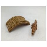 Vintage Japanese Ceramic Alligator Wall Pocket and Bridge Set