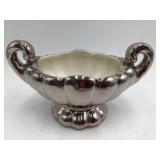 Vintage Silver-Plated Porcelain Creamer or Sauce Boat with Floral