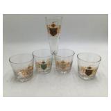 Vintage Monogrammed Crest Glass Barware Set