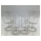 Vintage Etched Monogram 'M' Goblet Set