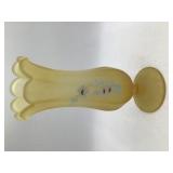 Vintage Fenton Custard Satin Yellow Vase Hand Painted Daisies Scalloped Rim