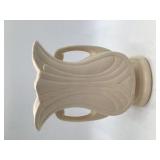 Vintage Cream Ceramic Vase with Applied Handles Fluted Lily Design USA 48-3