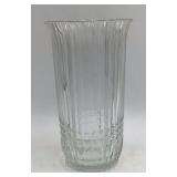 Vintage Green Rim Clear Glass Vase Fluted Scalloped Top FTD 1986 Copyright