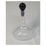 Vintage Glass Decanter with Amethyst Ball Stopper