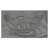 Vintage Crystal Glass Bowl – Scalloped Rim with Rose & Floral Etching