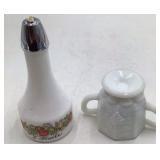 Vintage Gebeco Milk Glass Oil Cruet & Grape Cluster Creamer