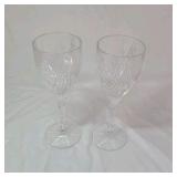 Pair of Vintage Crystal Champagne Flutes – Swirl Cut Design, Tall Stems
