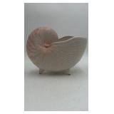 Vintage Ceramic Nautilus Shell Vase – Ridged Design with FF Mark