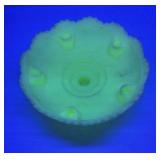 Vintage Vaseline/Uranium Glass Footed Centerpiece Bowl
