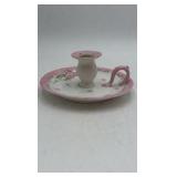 Vintage French Porcelain Chamberstick / Mini Candlestick with Floral Design