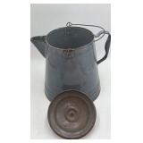 Vintage Gray Enameled Coffee Pot Percolator