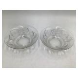 Vintage Etched Glass Goldfish Bowl Pair