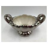 Vintage Silver-Plated Porcelain Creamer or Sauce Boat with Floral