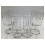 Vintage Etched Monogram 'M' Goblet Set