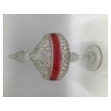 Vintage Ruby Red and Clear Glass Covered Candy Dish Compote